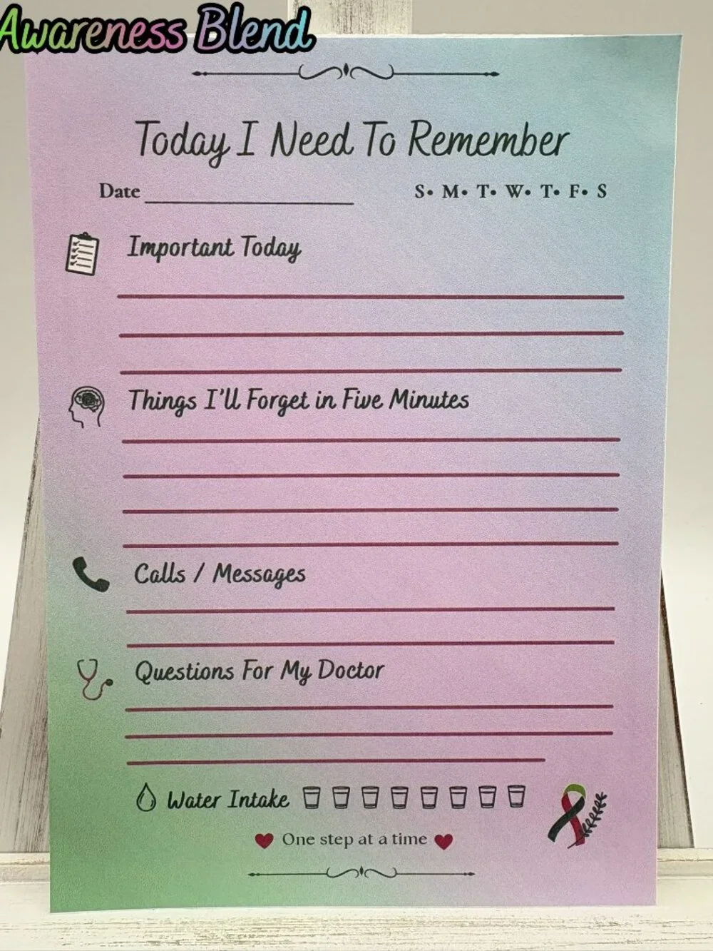 Chemo Brain Memo Pad | Brain Fog Daily Reminder Notepad 50 Pages
